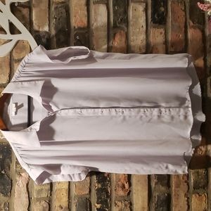 Lilac Cropped Sleeve Button Up Blouse